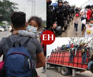 Cientos de hondureños salieron este viernes en una masiva caravana de migrantes que buscan una oportunidad de mejor vida en Estados Unidos. Fotos: AFP