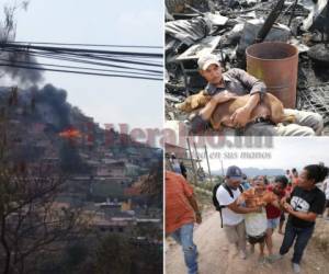 El fuego acabó con dos viviendas en la colonia Dora de Asfura, aledaña a la Reynel Fúnez, de Comayagüela. El lamentable siniestro se registró la tarde de este jueves. (Fotos: Estalin Irías / EL HERALDO)