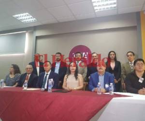 Gabriela Castellanos, directora ejecutiva del Consejo Nacional Anticorrupción (CNA), junto a los representantes de varias organizaciones de la sociedad civil.
