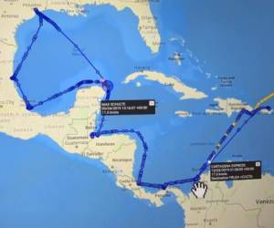 Esta es la ruta que siguieron las dos embarcaciones que transportaron el contenedor hondureño en cuyo interior reportaron droga a su llegada en Bélgica.