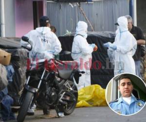 El cuerpo del subinspector policial Jonathan García Velásquez (26) quedó tendido a inmediaciones del mercado Zonal Belén. Foto: Johny Magallanes / EL HERALDO.