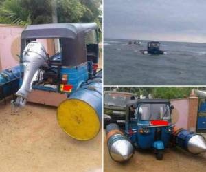 Así luce la mototaxi convertida en lancha que causa furor en redes sociales.