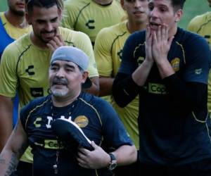 Diego Armando Maradona en su primera práctica con Dorados. Foto: Agencia AP