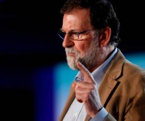 El presidente español Mariano Rajoy durante una presentación de campaña en Cataluña abogó por que volviera la paz. Foto: AFP