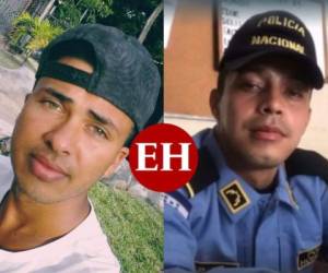 A la izquierda aparece una fotografía en vida del agente Kenneth Ricardo Flores Alvarado (25) y a la derecha, su compañero, Carlos Alberto López Mendoza (28).