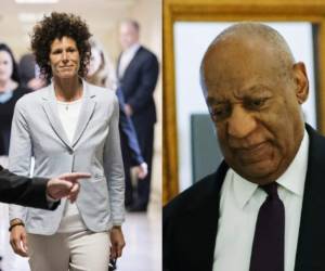 El martes Andrea Constand de 44 años compareció por primera vez en público desde la acusación al actor, a finales de diciembre de 2015. Fotos: AFP