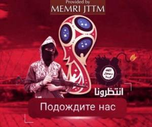 Gráfico del video en el que el Estado Islámico amenazó la realización del Mundial Rusia 2018. (Foto: Redes)