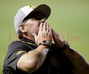El director argentino Diego Armando Maradona llegó hace pocas semanas a México como DT de Los Dorados de Sinaloa. Foto AFP