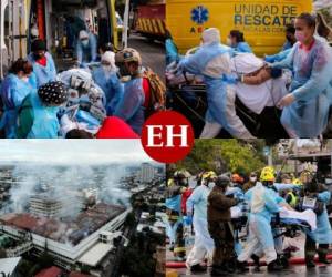 Un incendio ocurrido en la madrugada de este sábado en el hospital San Borja, en Santiago de Chile, obligó a evacuar parte del edificio por el humo y las llamas, sin que se hayan reportado heridos ni muertos en el siniestro, que afectó una unidad de pediatría. Foto: Agencia AFP.
