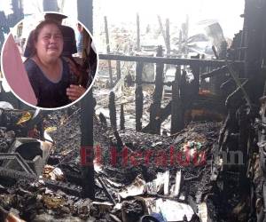 Todo quedó reducido a cenizas en las tres casas afectadas. Una de las damnificadas llora al ver todo perdido.