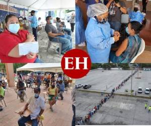 Este sábado dio comienzo la segunda jornada del 'Vacunatón' en siete departamentos del territorio hondureño y con la cual se espera inmunizar a un total de 125,000 personas en el país.Desde muy tempranas horas la población acudió a los diferentes centros de vacunación asignados para recibir la primera dosis del inmunizante que busca contrarrestar los efectos graves del coronavirus. A continuanción algunas fotografías de cómo se mantiene desarrollando.