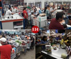 Horas después de que se confirmaran dos casos de coronavirus en Honduras, las personas acudieron a los supermercados para abastecerse de comida. EL HERALDO realizó un recorrido y halló enormes filas. Fotos Emilio Flores| EL HERALDO
