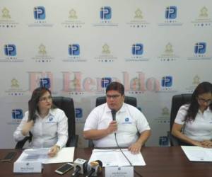 Autoridades del Instituto de la Propiedad (IP) en conferencia de prensa. Foto: Jonhy Magallanes/EL HERALDO.