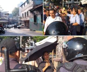 Cientos de personas que se dirigían hacia sus trabajos caminaron varias cuadras en el centro de Tegucigalpa para poder llegar a su destino. Fotos: Elvis Mendoza / Cortesía Hoy Mismo.