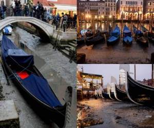 Venecia se encuentra sin agua. Los canales de la romántica ciudad permanecen secos, y los turistas lamentan lo ocurrido. (Fotos: AFP)