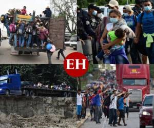 Una nueva caravana migrante -dividida en dos grupos- salió de Honduras con rumbo a Estado Unidos la noche del miércoles y la mañana de este viernes. Foto: Agencia AFP.