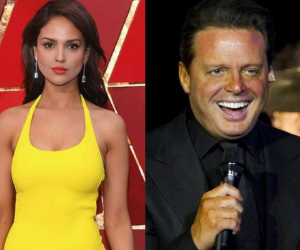 Al lado izquierdo, Eiza González durante la alfombra roja en los Oscar 2018; al lado derecho Luis Miguel durante un concierto.