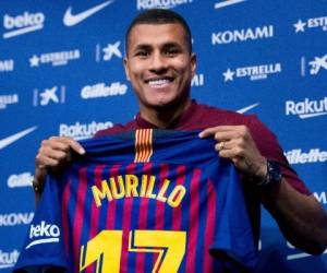 Jeison Murillo fue presentado oficialmente por el FC Barcelona este jueves. (AFP)
