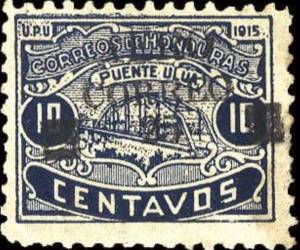 Este el sello postal Honduras negra, se llama así por el color negro con el que fue sobre-impreso.