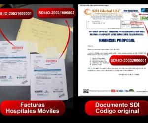 En las facturas originales de los hospitales móviles, la empresa de Axel López también utiliza registros comerciales de SDI Global, como el número de referencia.