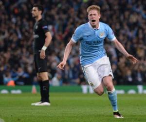 Kevin De Bruyne celebra el único gol a favor del Manchester City.