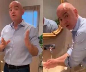 En su vídeo, el presidente de la FIFA Giani Infantino pidió a la gente 'patear el virus'.