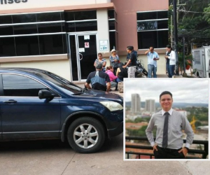 Los familiares mientras esperaban la entrega del cuerpo del comunicador Wilson Herrera. Foto: EL HERALDO.