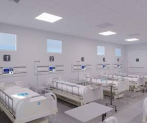 Imagen facilitada por Axel López, representante de Elmed Medical Systems de Estados Unidos, sobre el interior de los hospitales móviles como prueba de la fabricación de los mismos.