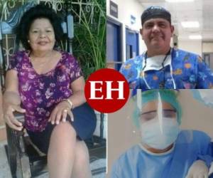 Fotografías en vida de la enfermera Cristina Colindres, el anestesiólogo Saúl Midence y la doctora Victoria García.