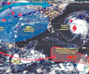 La trayectoria que trae la potencial tormenta tropical Hermine pronostica que pasará a 300 kilómetros de Honduras hoy por la noche.