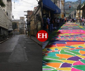 La coloridas alfombras de aserrín que engalanan cada año las calles de la capital este año son añoradas.