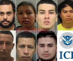 Los siete hondureños, entre ellos una mujer, tienen una orden de captura pendiente, pero ICE dijo que al ser capturados pueden ser deportados a Honduras. Foto: EL HERALDO.