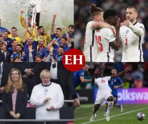 Italia se proclamó campeón de la Eurocopa al vencer a Inglaterra en una memorable tanda de penales en el mítico Wembley de la capital inglesa. En una noche que pasará para la historia, la azzurra firmó su regreso a la cima del fútbol mundial en una de las catedrales de este deporte que vivió una noche para el recuerdo, la cual se vio iluminada por la celebración italiana y la presencia de invitados de lujo en las gradas. Fotos: AFP