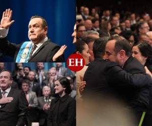 Alejandro Giammattei juramentó el martes como el nuevo presidente de Guatemala en el Teatro Nacional Miguel Ángel Asturias. El mandatario hondureño Juan Orlando Hernández asistió a la toma de posesión. Fotos AFP