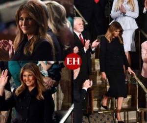 Por segundo año consecutivo, la primera dama de Estados Unidos, Melania Trump, acudió al discurso del Estado de la Unión vestida completamente de negro. Fotos AFP