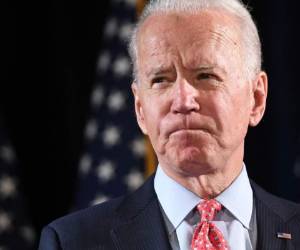 El ex vicepresidente y aspirante presidencial demócrata de EEUU, Joe Biden habla sobre Covid-19, conocido como el Coronavirus, durante un evento de prensa en Wilmington, Delaware. Foto: Agencia AFP.