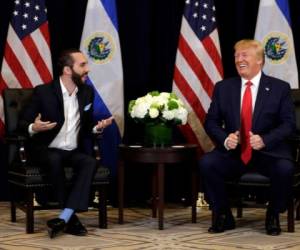 Donald Trump se reunió este miércoles en la ONU con el presidente de El Salvador, Nayib Bukele. Foto: AP.