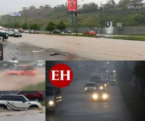 La lluvia cayó esta tarde a grandes cantidades sobre la capital hondureña dejando a su paso varios puntos de las principales vías de la ciudad inundadas. Fotos: David Romero/EL HERALDO.