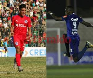 Michaell Chirinos y Rubilio Castillo se verán las caras el domingo en el clásico capitalino entre Motagua y Olimpia. (Fotos: EL HERALDO)