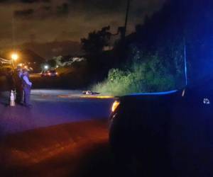 El cuerpo sin vida estaba tirado a un costado de la carretera.