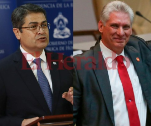 Collage muestra a Juan Orlando Hernández, presidente de Honduras y Miguel Díaz-Canel Bermúdez, presidente de Cuba. Foto EL HERALDO/AFP