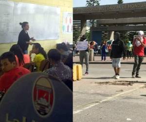 Los estudiantes de la UNAH en Ciudad Universitaria se sumaron a las protestas. Foto: EL HERALDO
