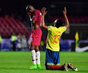 Un gol de Duván Zapata a los 85 minutos le permitió a la selección cafetera acabar con la resistencia del campeón de Asia en el Morumbí de Sao Paulo. Foto: AFP.