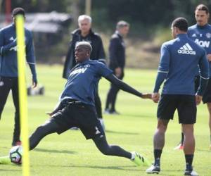 Paul Pogba durante el entrenamiento con el equipo inglés (Foto: Redes del club)
