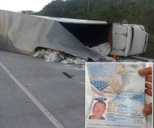 Así quedó la rastra con la que impactó una motocicleta en la carretera al occidente de Honduras.