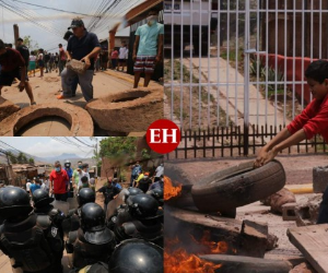 Durante más de dos horas, los vecinos de la colonia La Era protagonizaron violentos disturbios con agentes policiales que llegaron a escoltar a una familia que pretendía enterrar a su pariente en el cementerio de ese sector. En la zona hubo lluvia de piedras y gases lacrimógenos. Fotos David Romero| EL HERALDO