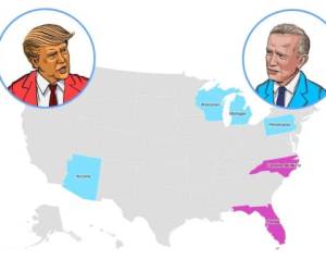 Pensilvania, Míchigan, Wisconsin, Florida, Arizona y Carolina del Norte se llevan ese título de estados pendulares en Estados Unidos por no decantarse por un partido político.