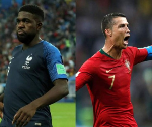 El defensor de la Selección de Francia, Samuel Umtiti, celebró el gol con el que Cristiano Ronaldo definió el empate ante España en el Mundial Rusia 2018.