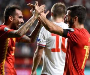 Celebración de uno de los goles de España ante Islas Feroe en eliminatoria rumbo a la Eurocopa 2020.
