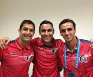 Celso Borges, Keylor Navas y Bryan Ruiz, durante el Mundial de Brasil 2014. Foto: Fedefutbol.